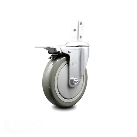 Service Caster 5 Inch Gray Poly Wheel Swivel 3/4 Inch Square Stem Caster with Total Lock Brake SCC-SQTTL20S514-PPUB-GRY-34